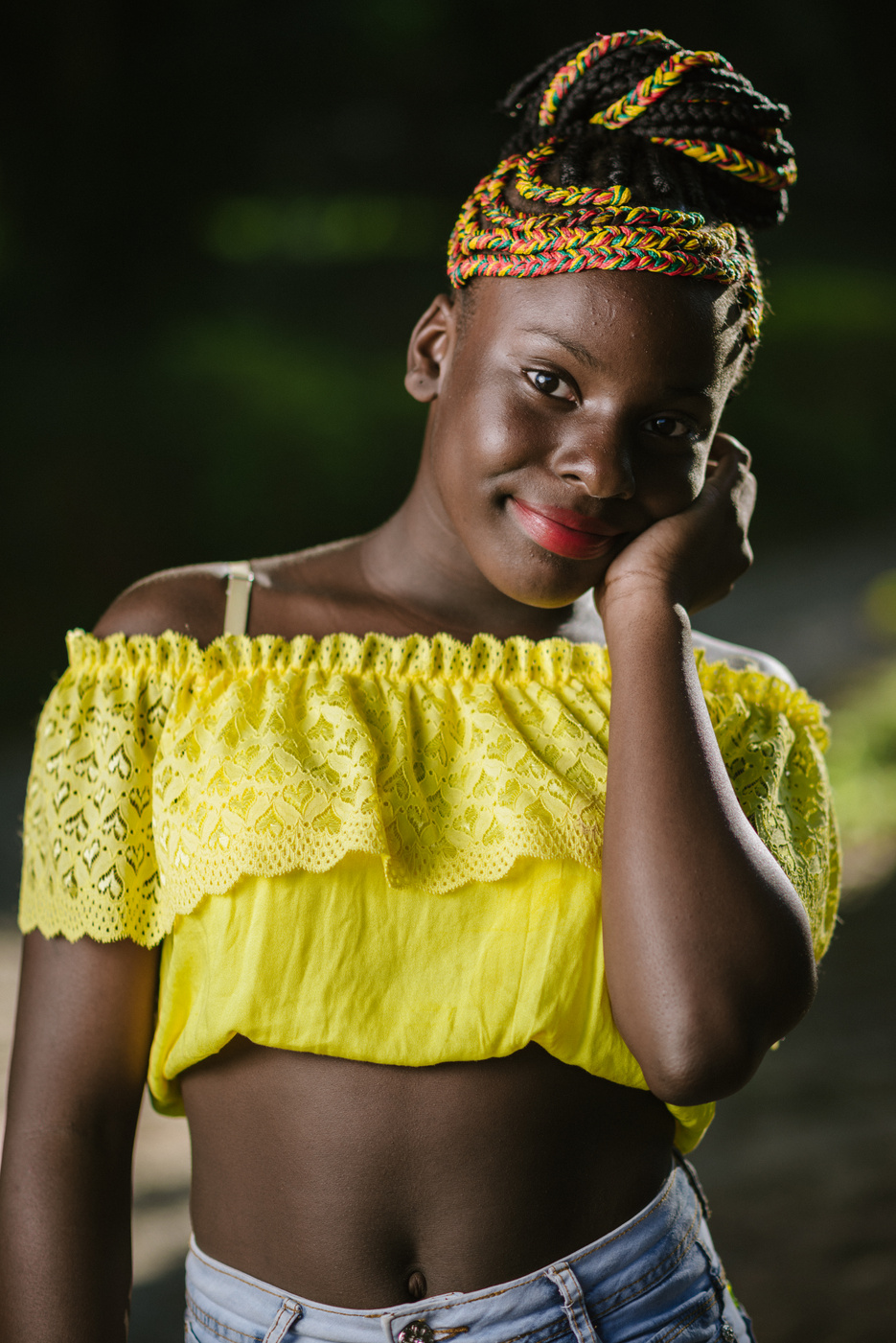 Afro brazilian young woman portrait with african braid